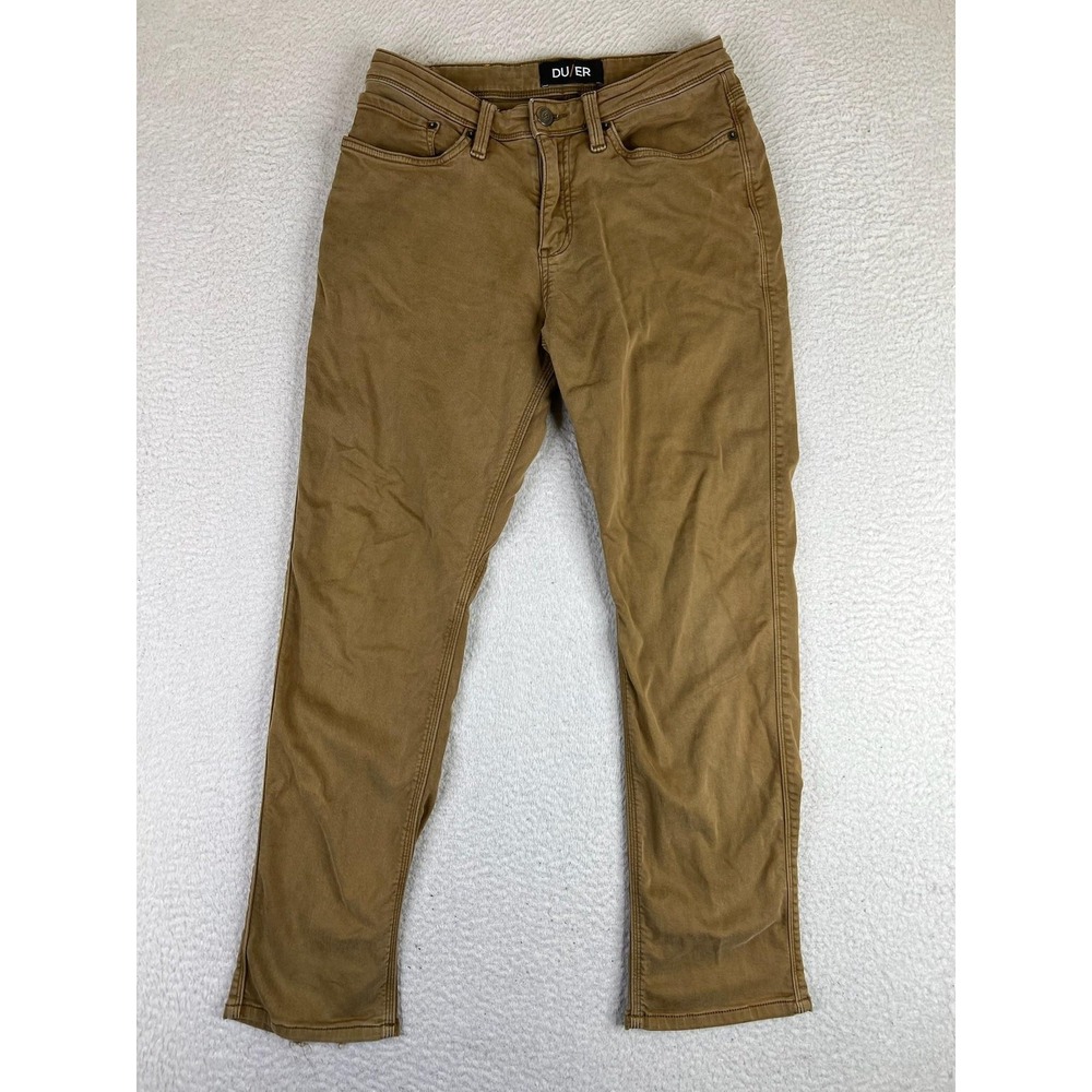 DU/ER Pants Mens 30x30 Brown N2X Relaxed Taper Denim Chino Stretch Casual Travel
